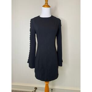 DO+BE Black Mini Dress Long Sleeve Buttons Sz Small